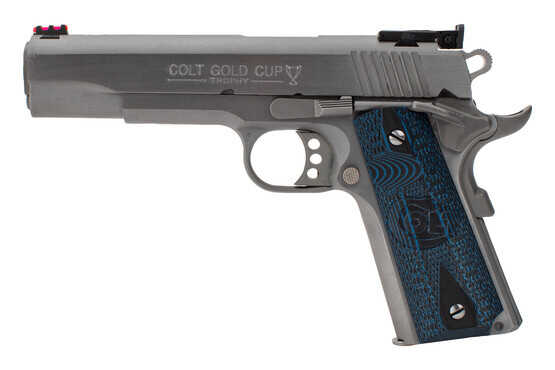 Colt Gold Cup Lite 1911 38 Super Pistol with blue G10 grips